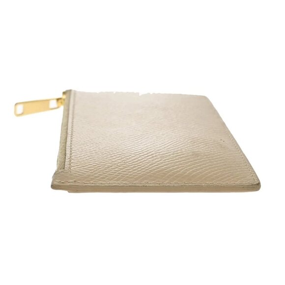 CELINE Logo Fragment Card Coin Case Wallet Leather Beige Gold Italy 60KB230 - Picture 6 of 13